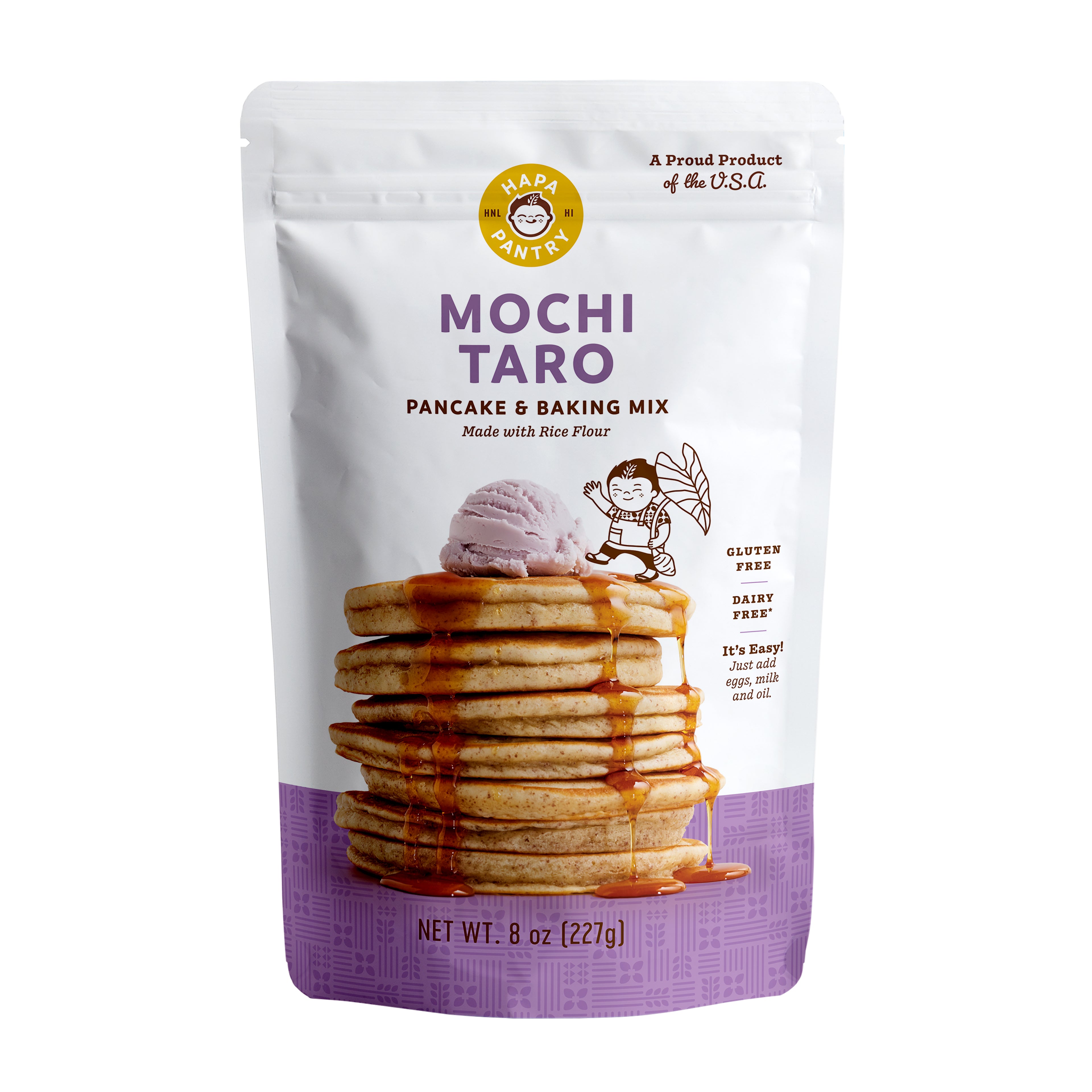 Hapa Pantry TARO Mochi Pancake Mix – Soft & Chewy Japanese-Style Pancakes, Naturally Gluten-Free